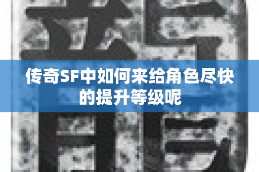 传奇SF中如何来给角色尽快的提升等级呢